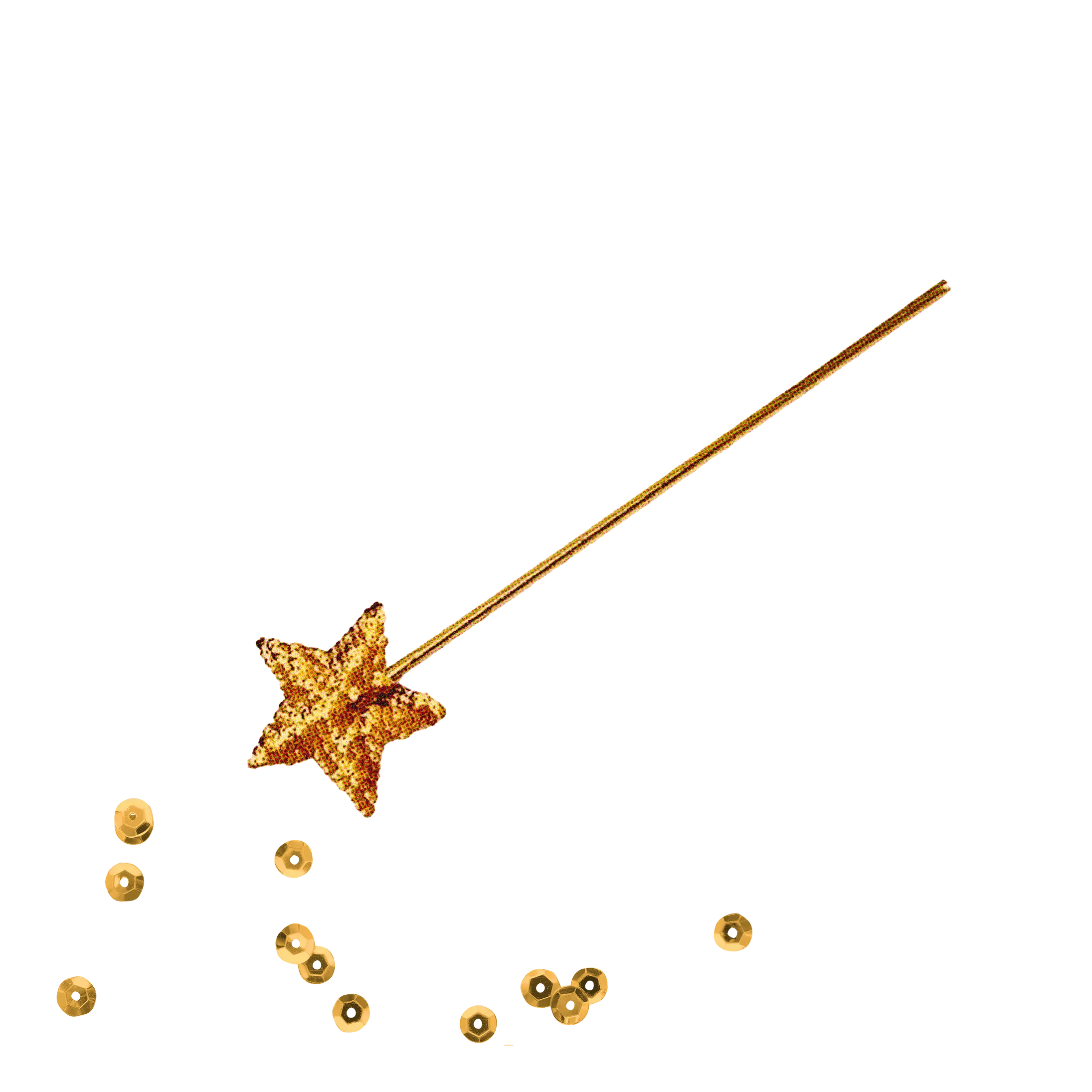 gold wand and confetti