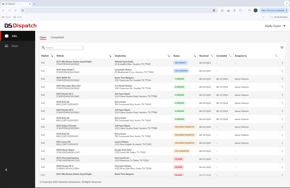 Figma example for scheduling and assigning a job
