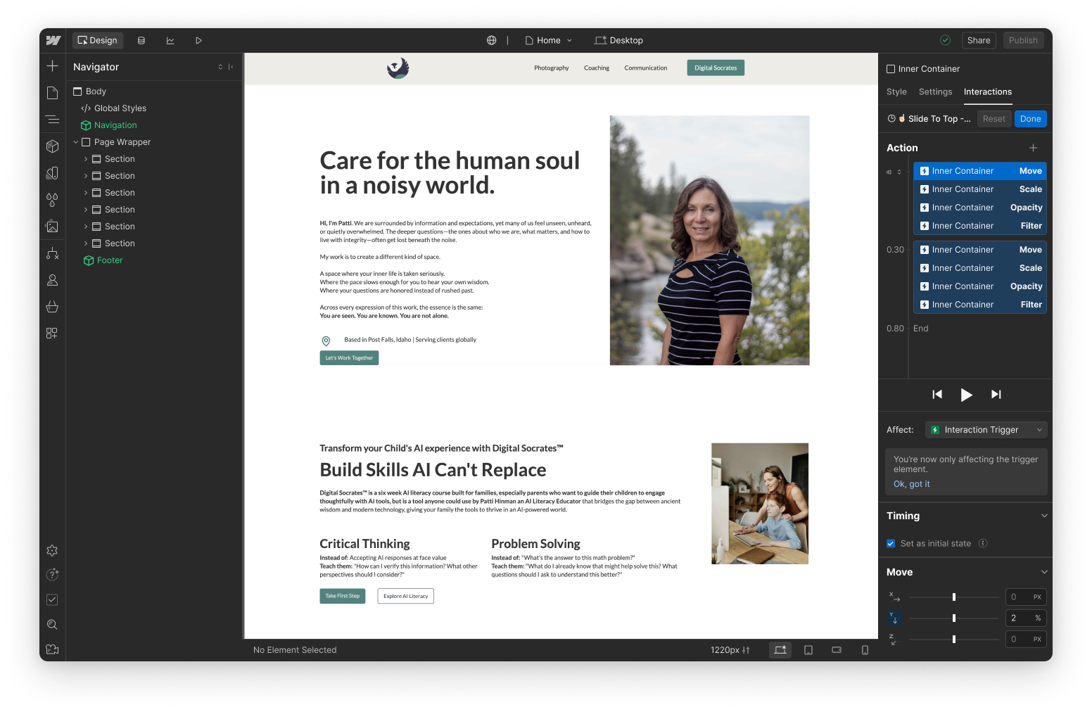 Inlumina Creative Web Design Project for Open Owl Patti Hinman.