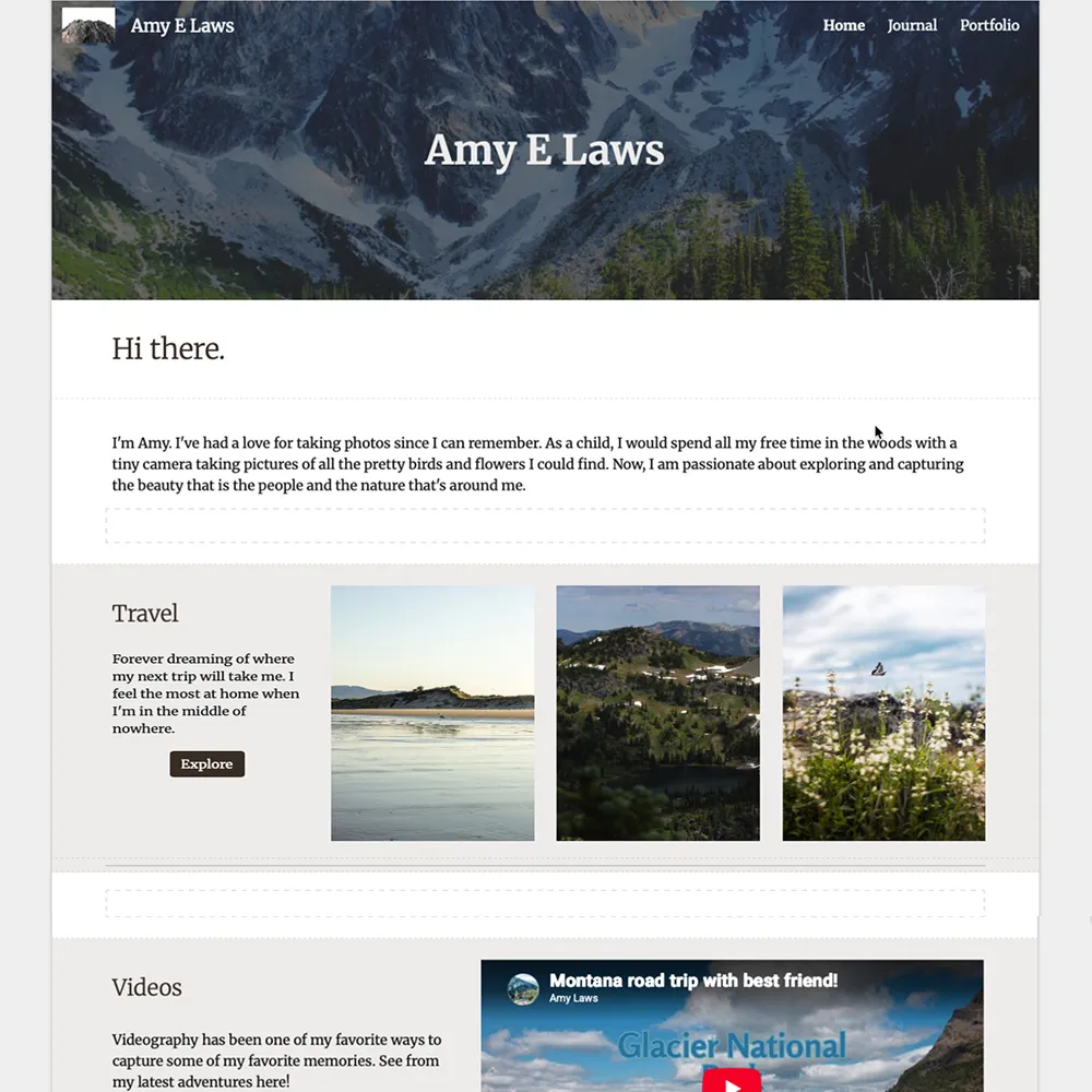 Amy Laws first website launch.