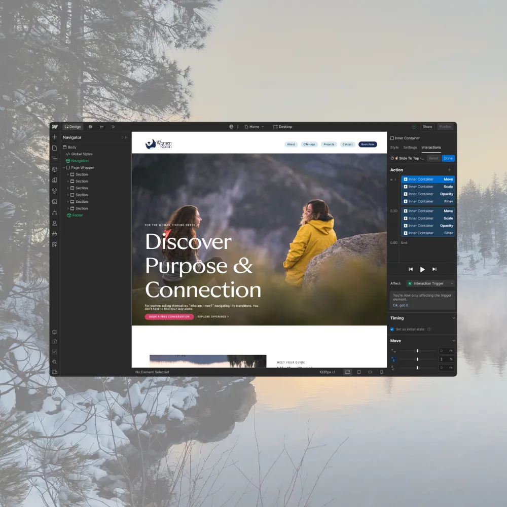 Inlumina Creative Women Roam website design project.