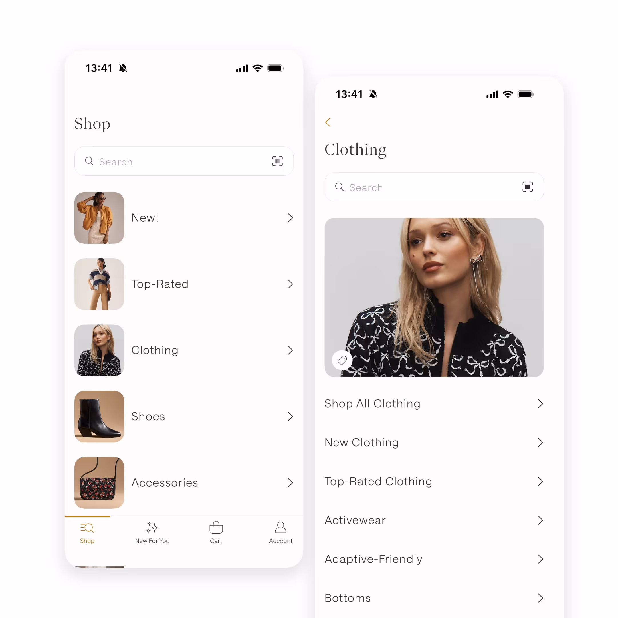 Shop and Clothing Pages