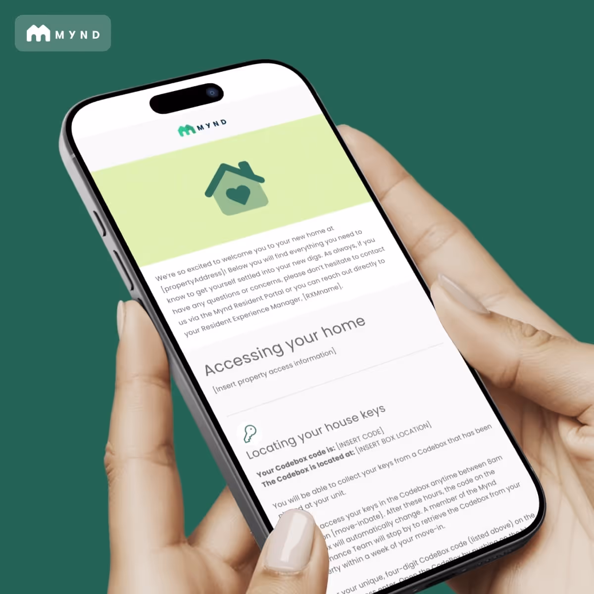 Mynd email on an iphone mockup