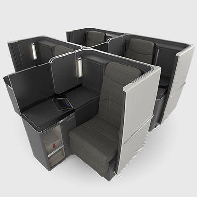 Premium aerospace seating, luxury feel, comfort and cushioning