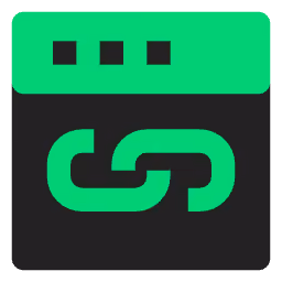 Icon of a green and black window with a green chain link symbol inside.