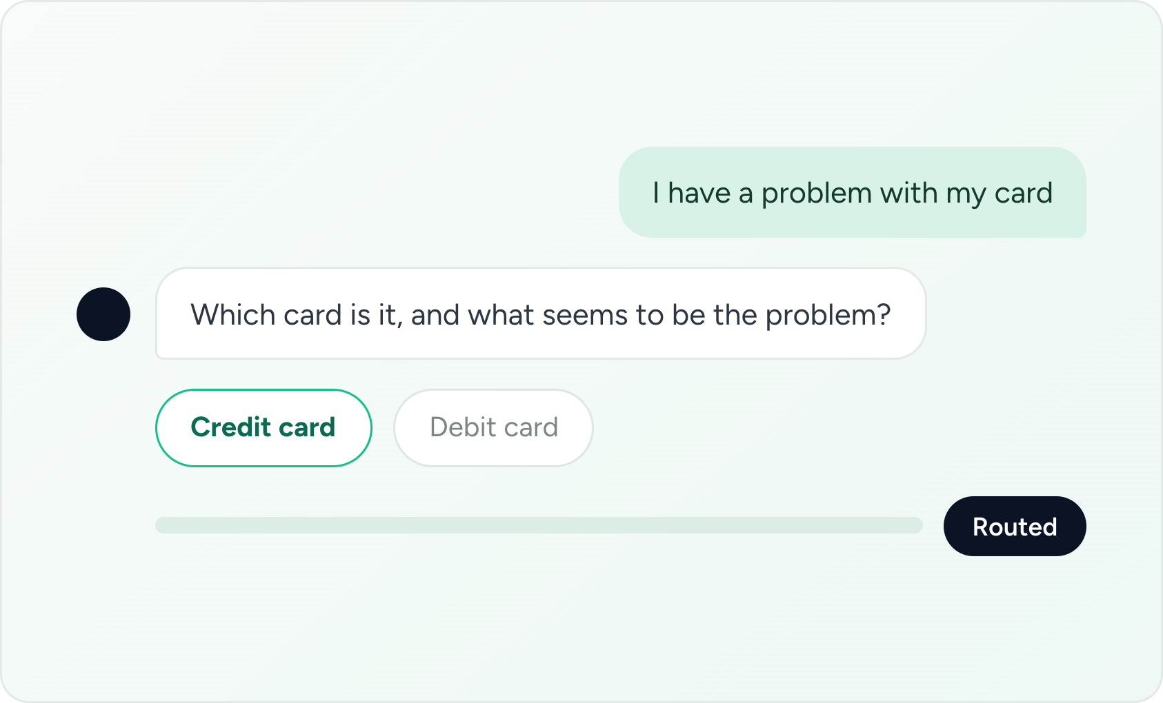 Lively's GenAI routing asking a clarifying question about which card before routing the request