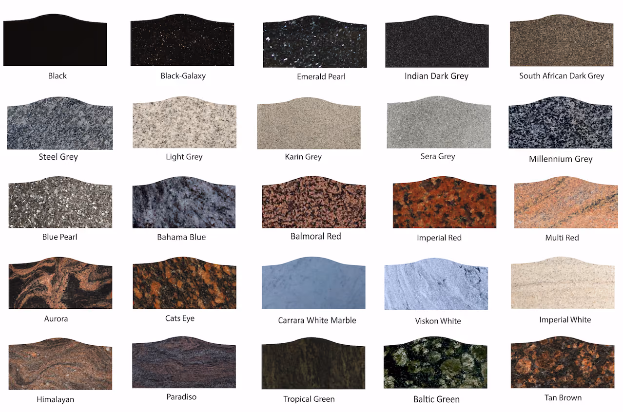 granite Memorial Colours headstones memorials london