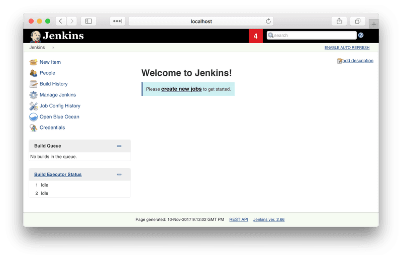 Jenkins in a web browser