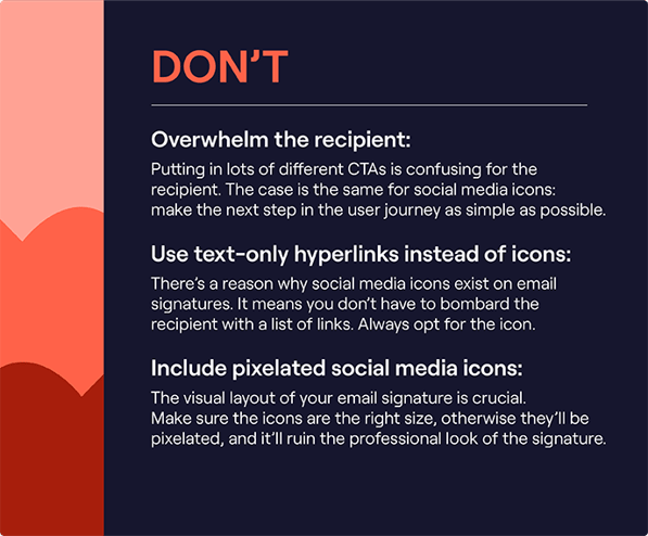 Things to avoid when creating an email signature with social media icons