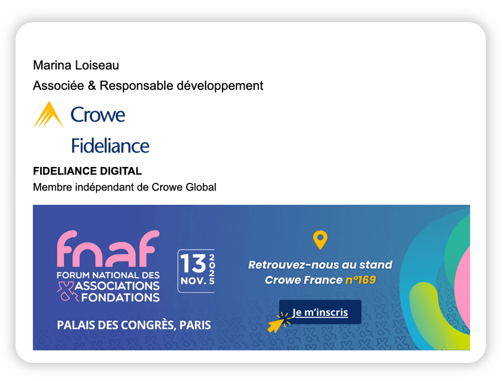 Crowe utilise Sigilium pour communiquer de manière efficace et professionnelle dans les signatures email