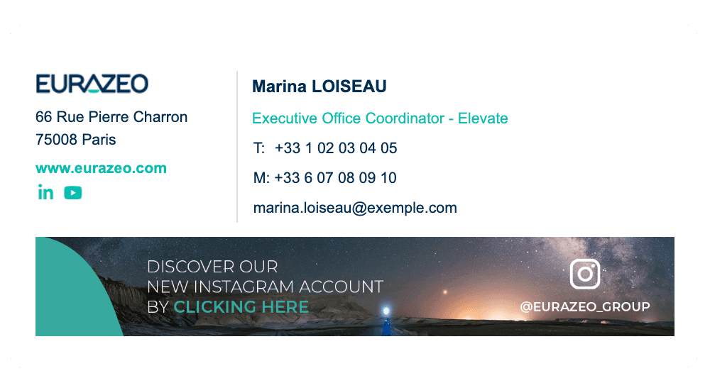 exemple de signature email d'un hopital qui valorise efficacement ses événements dans les signatures email, grâce à Sigilium