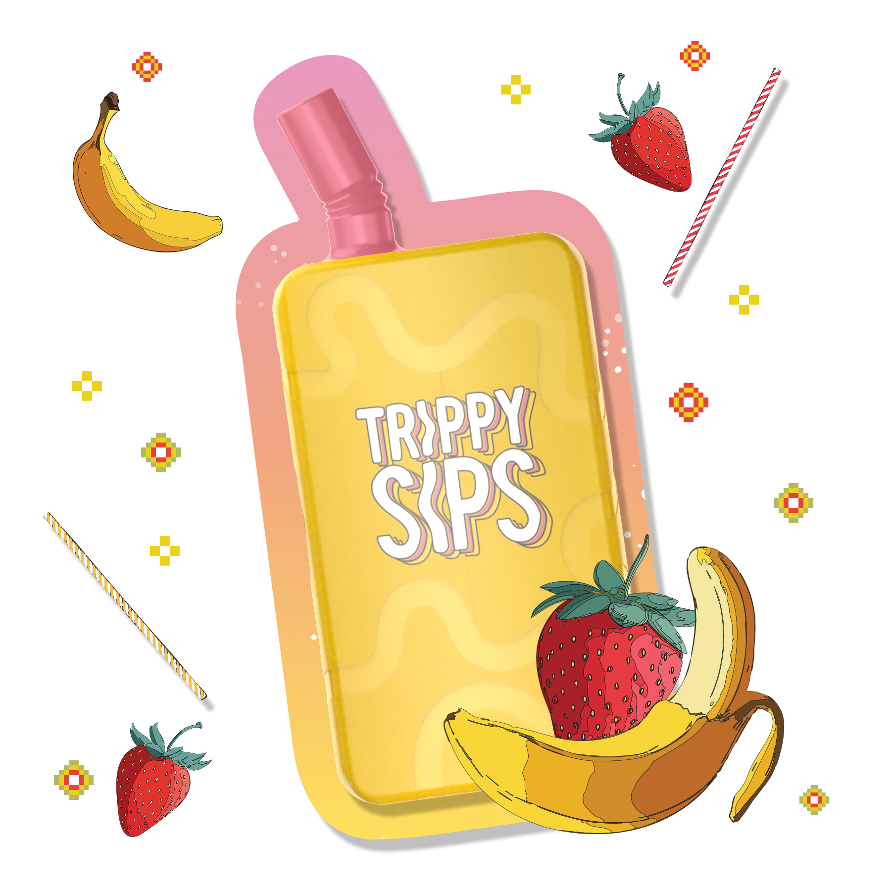 Trippy Sips Strawnana Freeze Liquid Diamonds All-In-One Vape