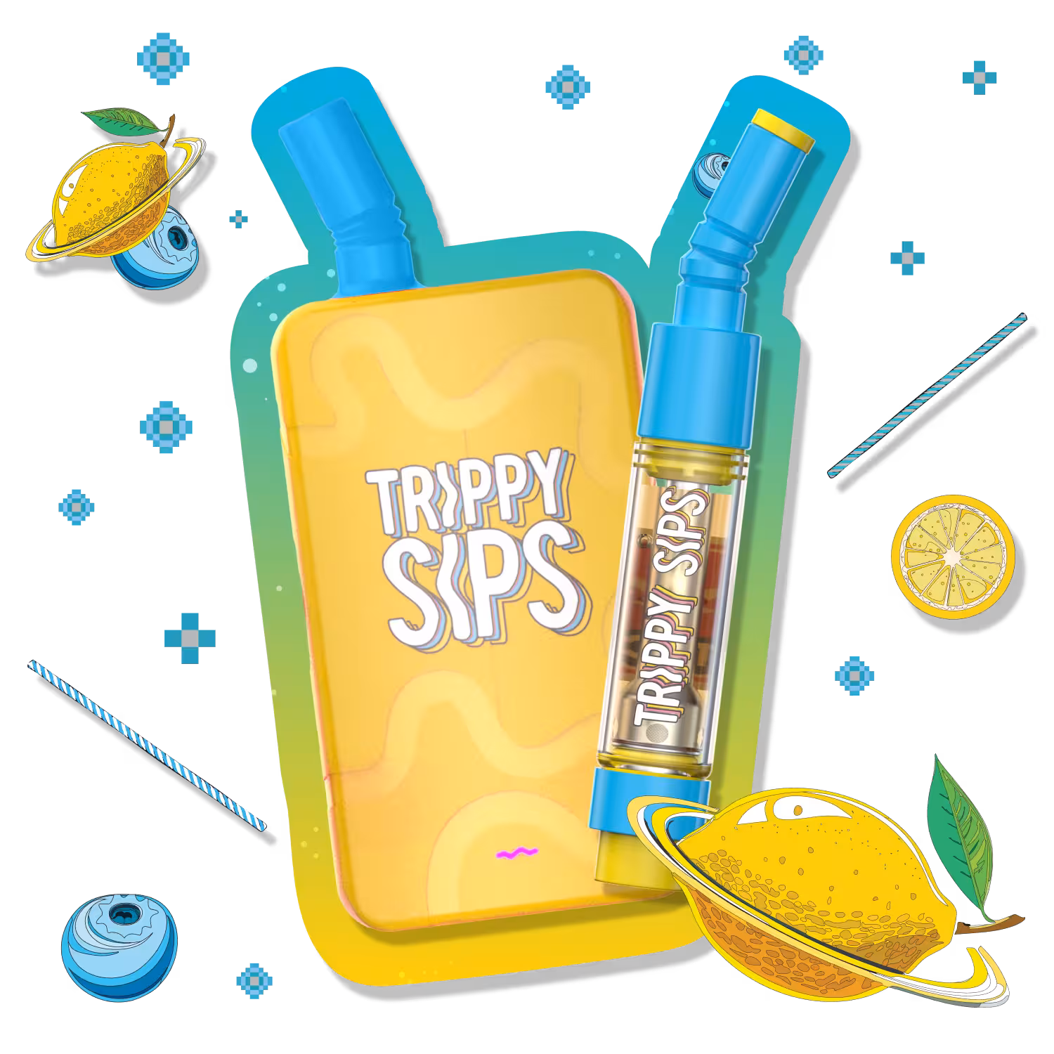 Trippy Sips Blue Lemonade All in One Vape and 510 Vape Cartridge