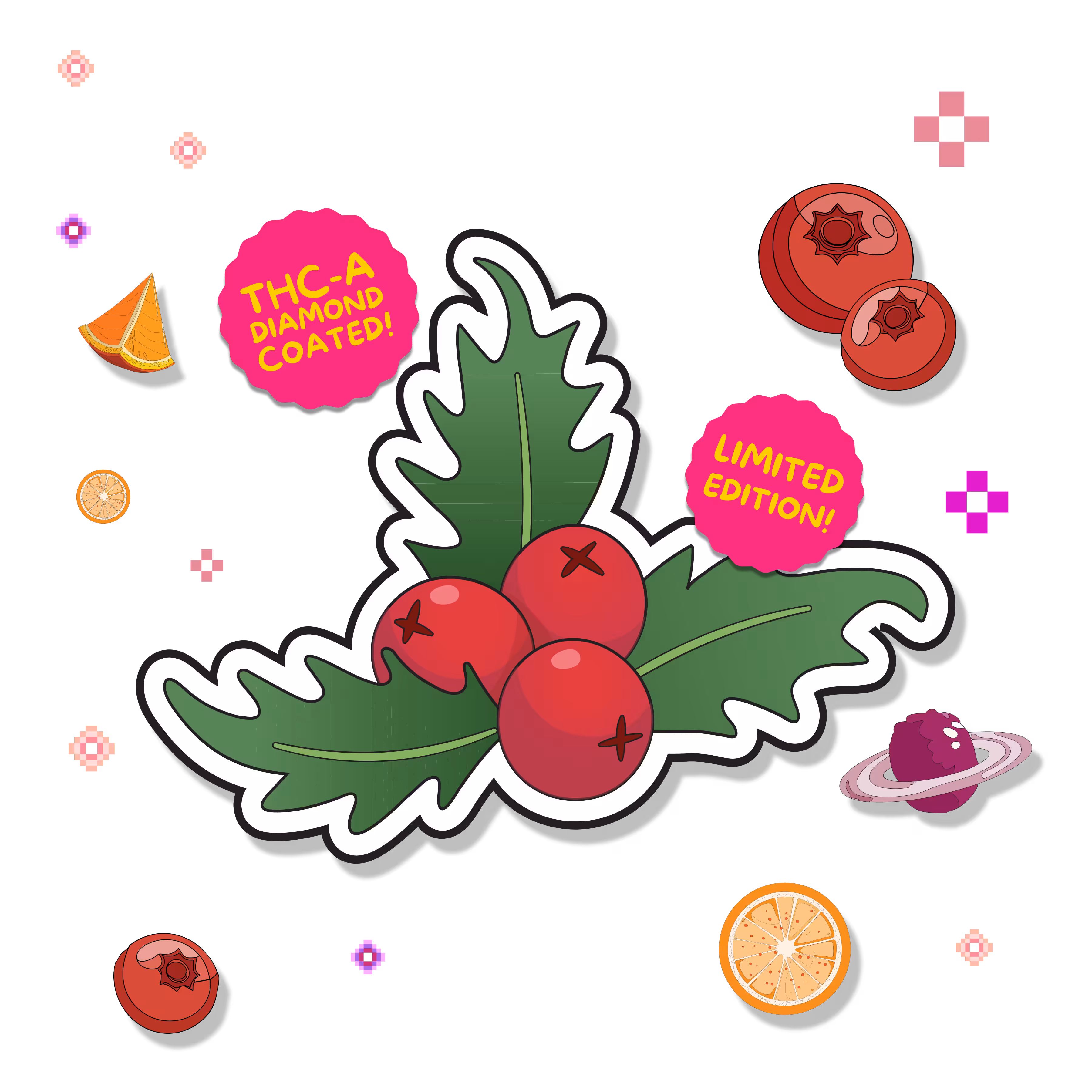 Trippy Sips Holiday Fruit Punch Liquid Diamonds THC-A Diamond Coated 510 Vape Cartridge Infused Pre-Roll