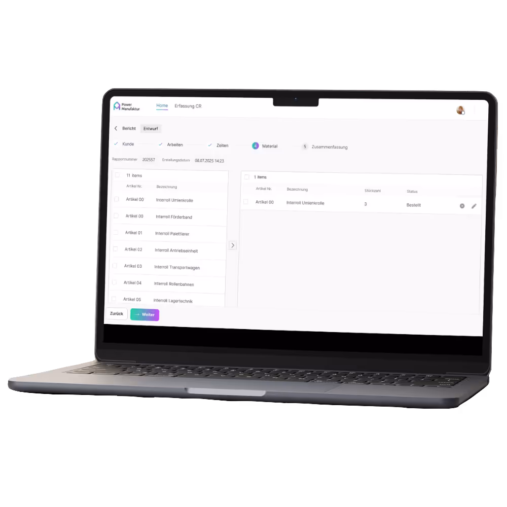 Medienerfassung Formularmanagement Mockup