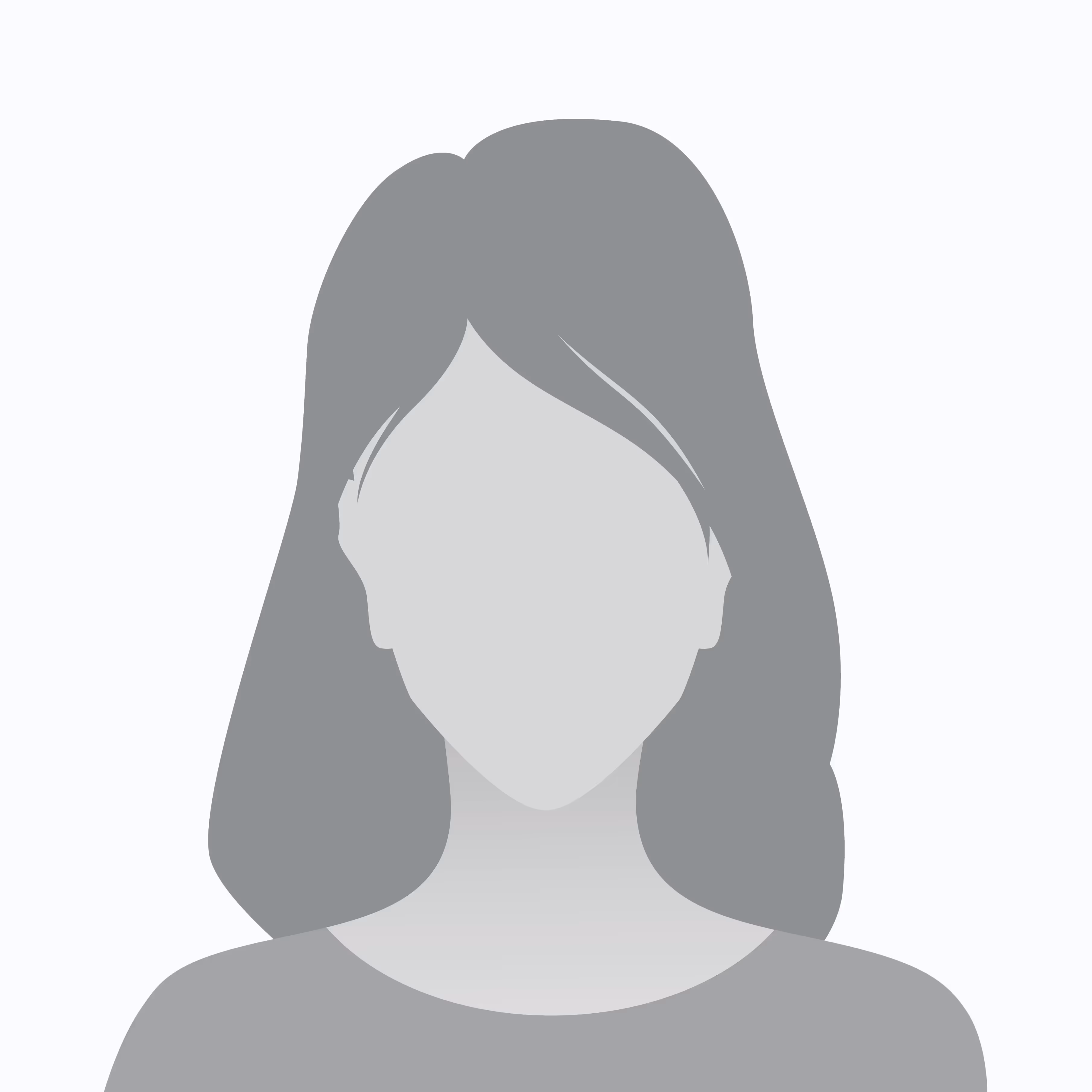 Gray silhouette of a woman with shoulder-length hair on a light background.