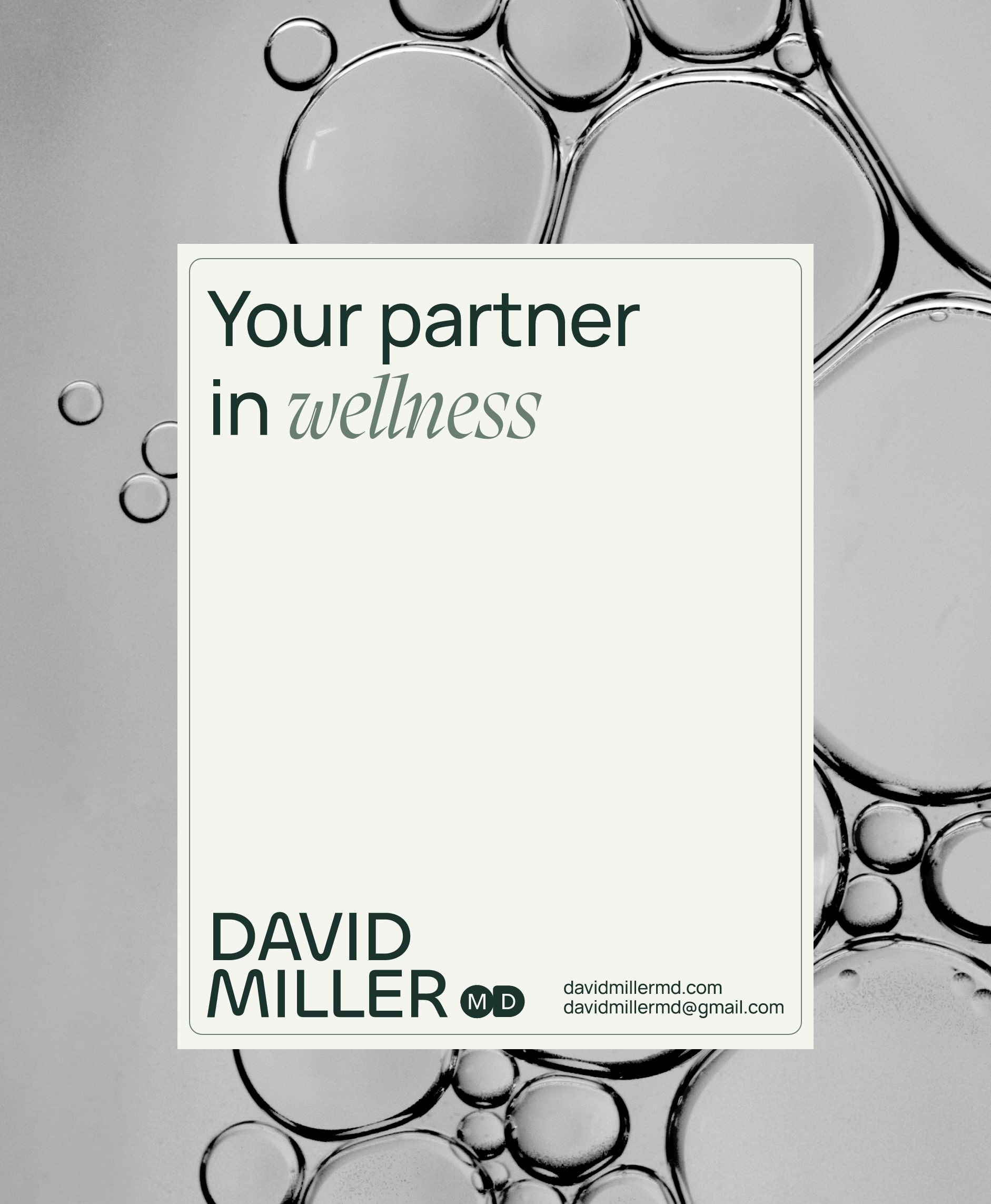 Projet d'image de marque pour la clinique David Miller MD dans à Las Vegas, réalisé pour le Studio Tangible