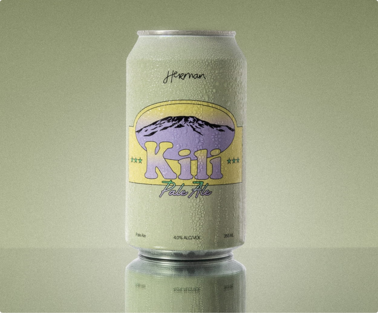 Projet d'image de marque pour la brasserie artisanale Herman située à Prévost, dans les Laurentides, réalisé pour le Studio Tangible