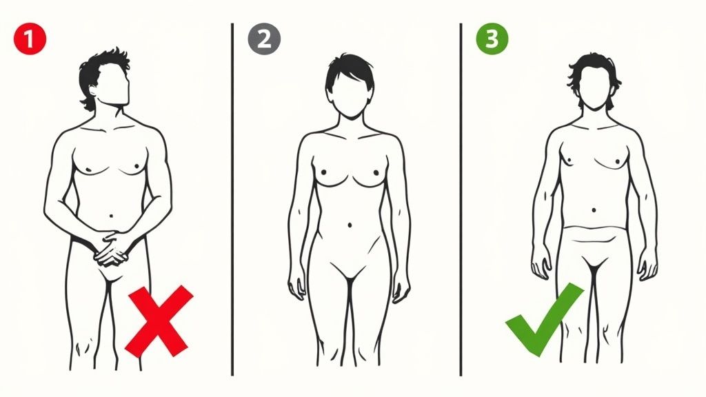 A person demonstrating the incorrect CPR hand placement by bending their elbows.