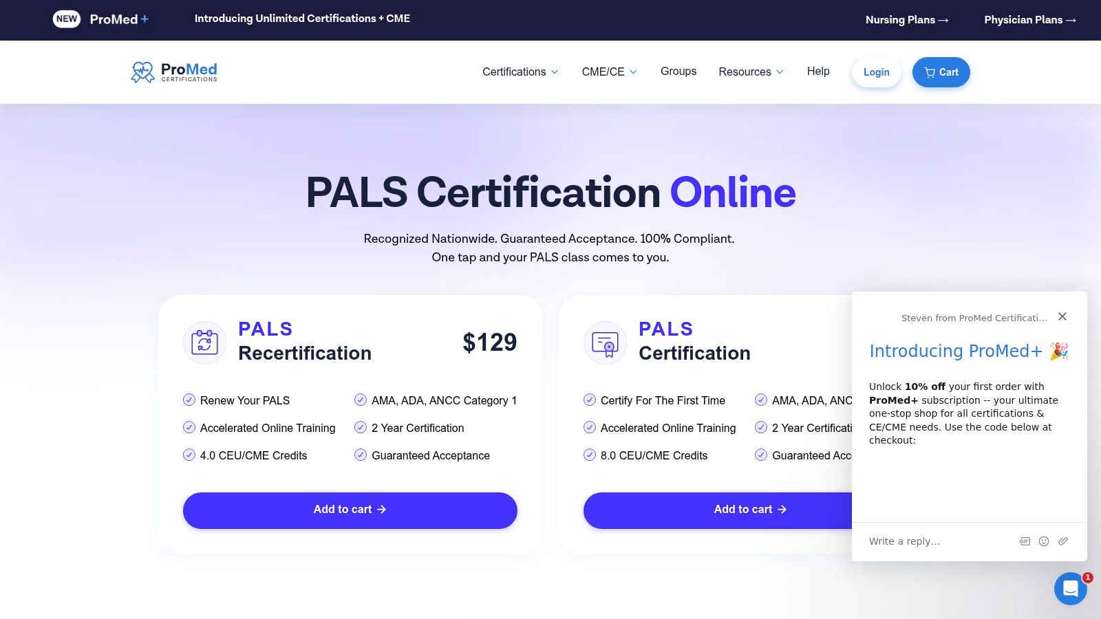 Screenshot from https://promedcert.com/pals-certification