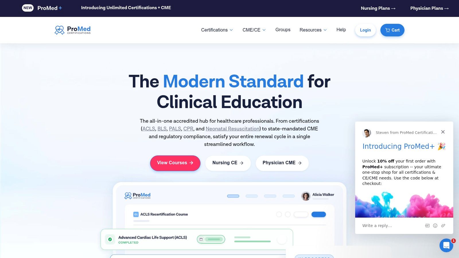 Screenshot from https://promedcert.com