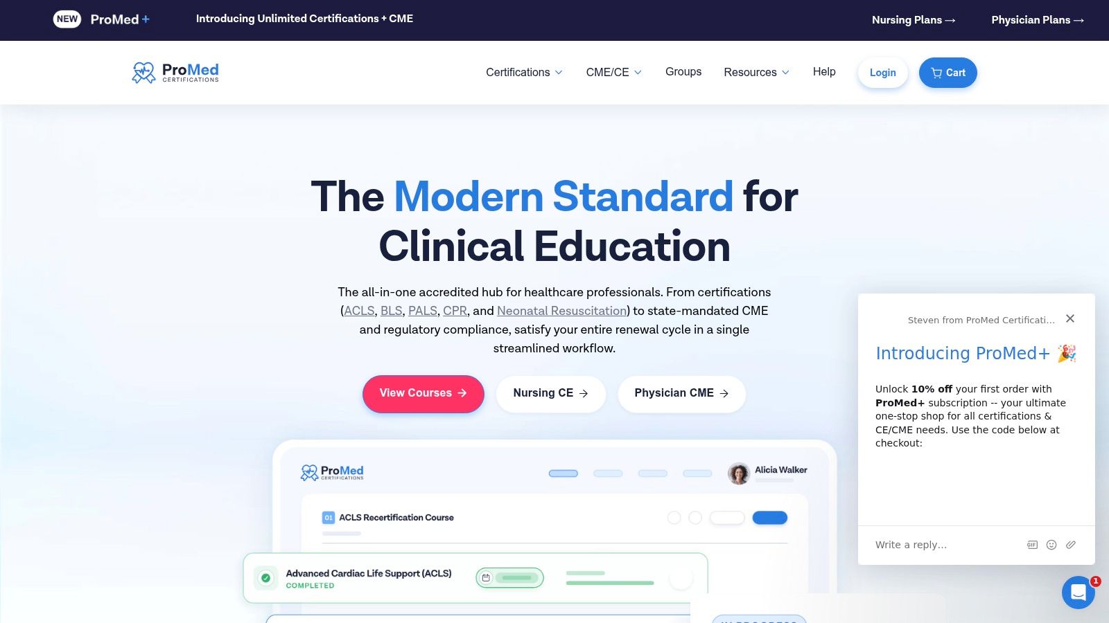 Screenshot from https://promedcert.com