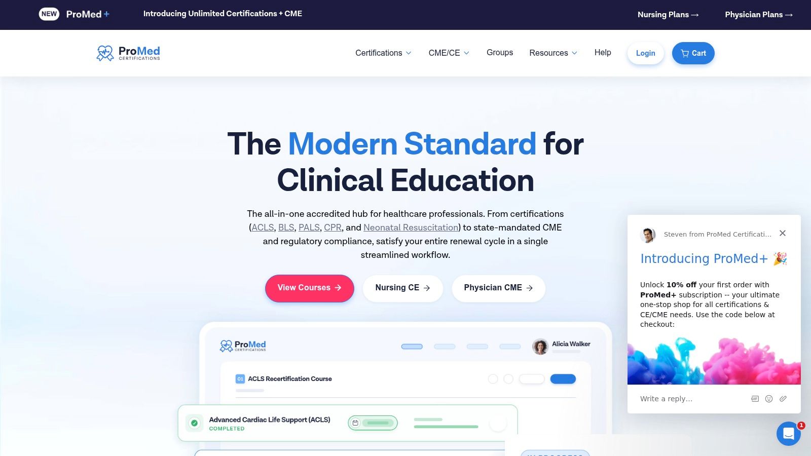 Screenshot from https://promedcert.com