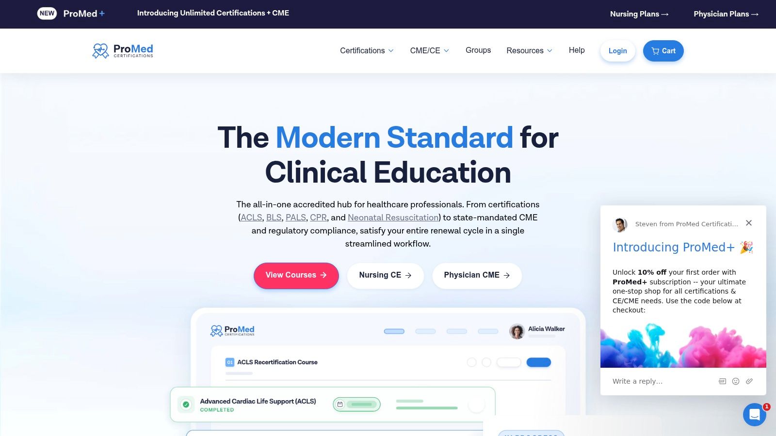 Screenshot from https://promedcert.com/
