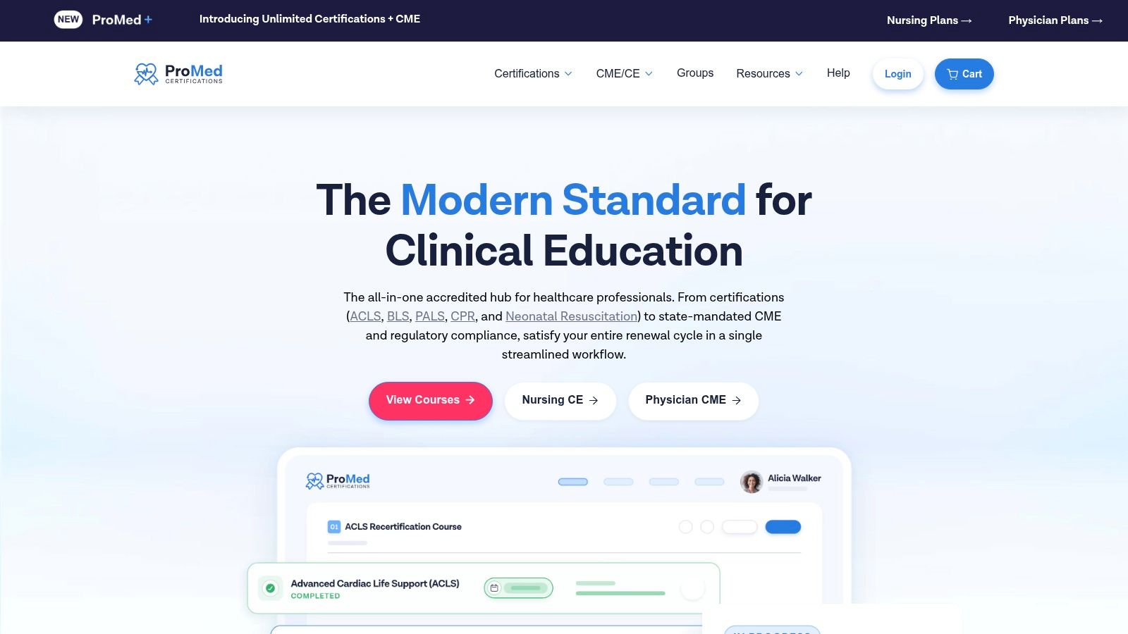 Screenshot from https://promedcert.com