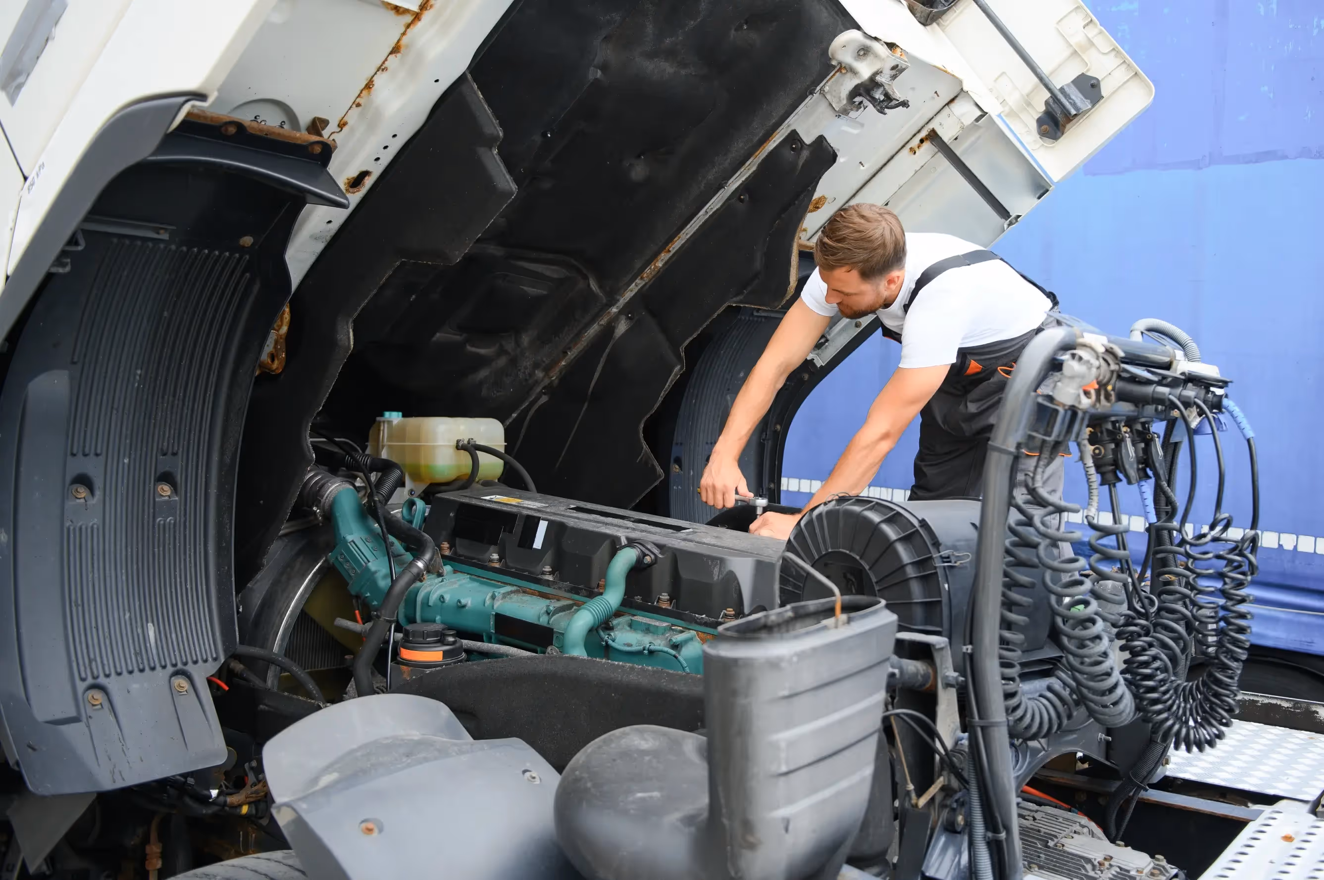 Mobile mechanic repairing truck airline in Anaheim, CA