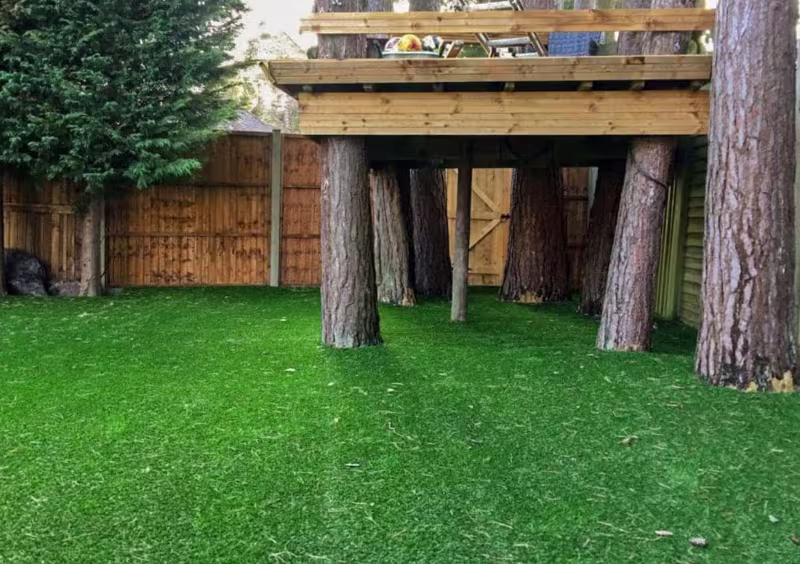 denver backyard with freshly installed artificial turf