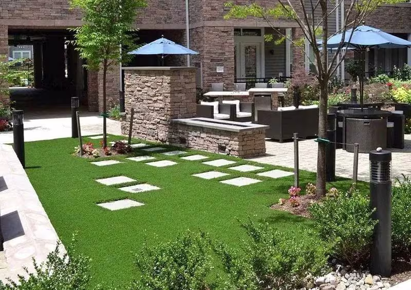artificial turf installed by ecoshield exteriors for a residential complex in denver colorado