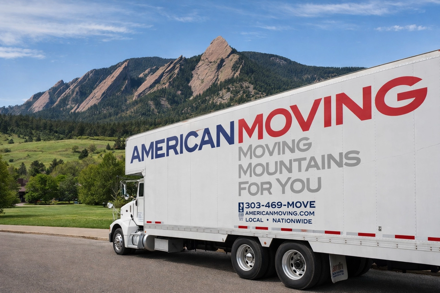 American Moving truck near Chautauqua Park
