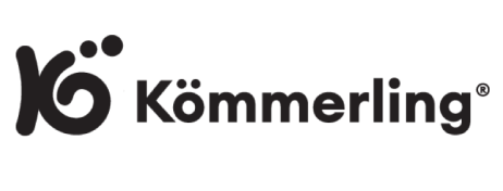 Kömmerling Schriftzug mit einem stilisierten Logo links davon.
