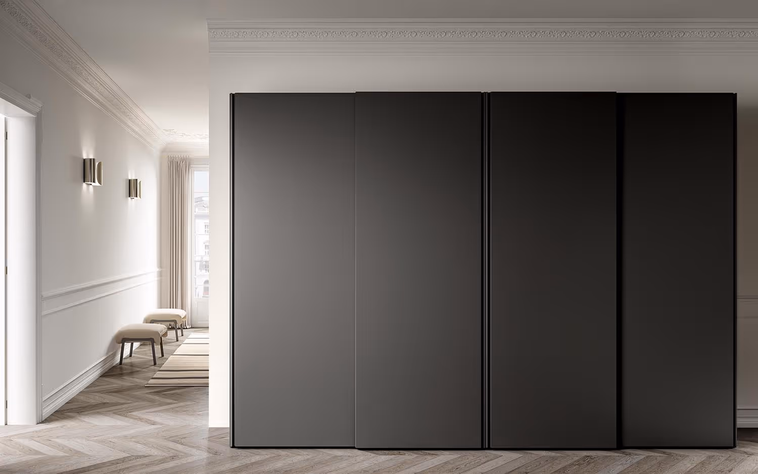 Dressing avec portes coulissantes noir mat