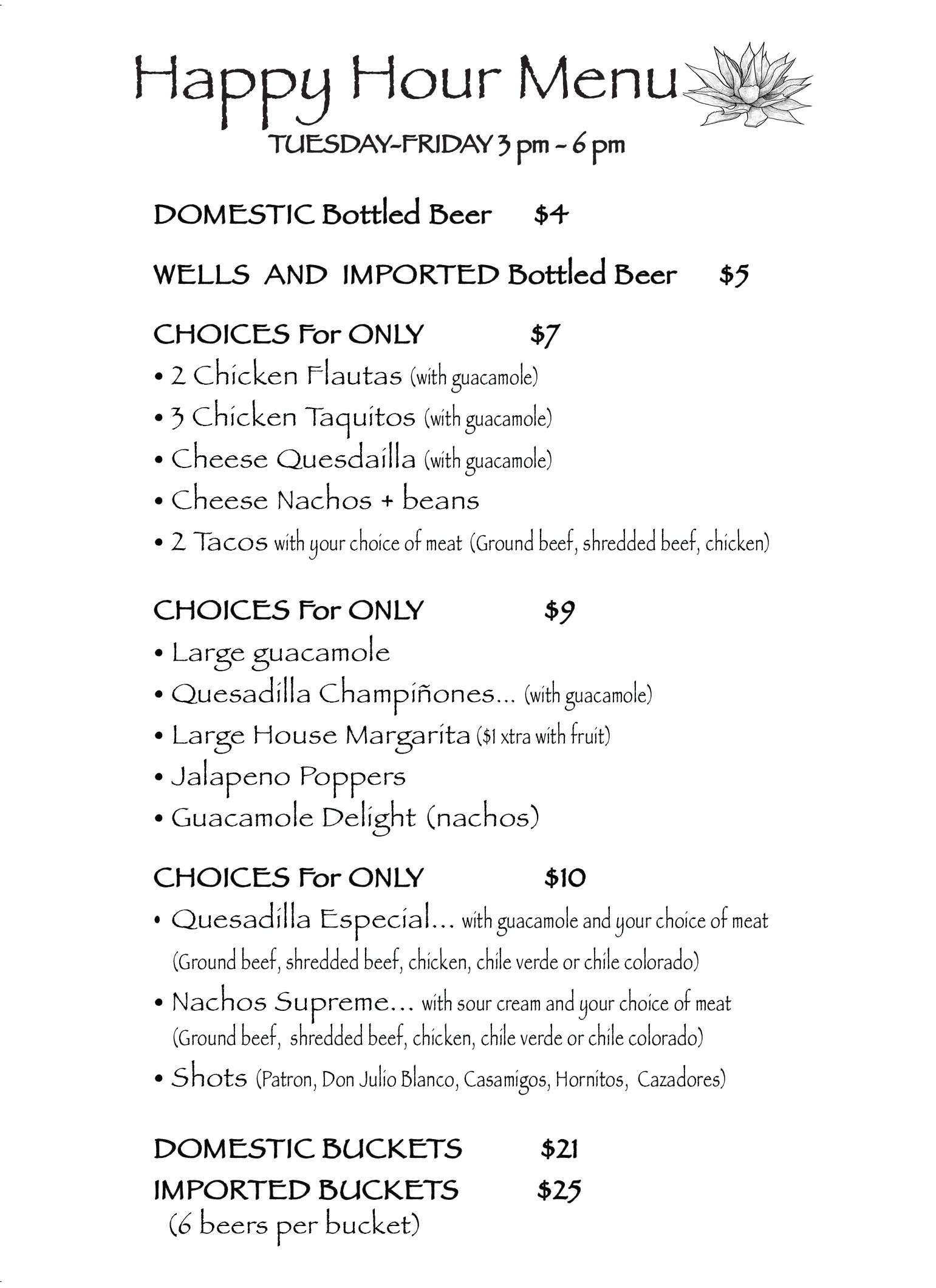 Happy Hour Menu