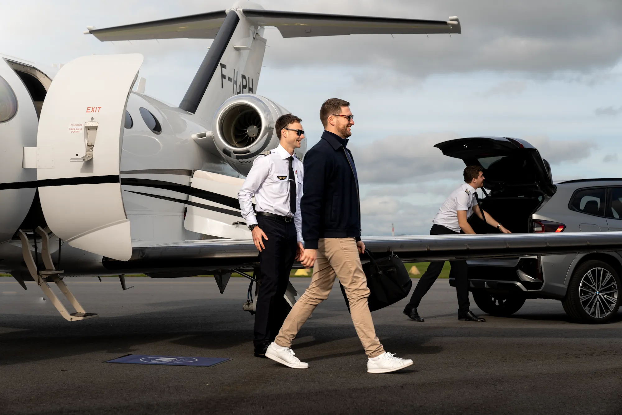 passager descendant du Cessna Mustang