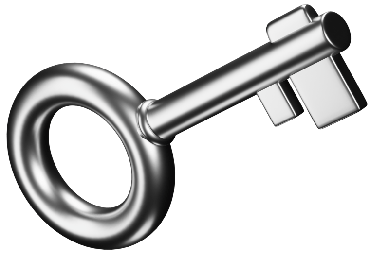 3D silver key icon