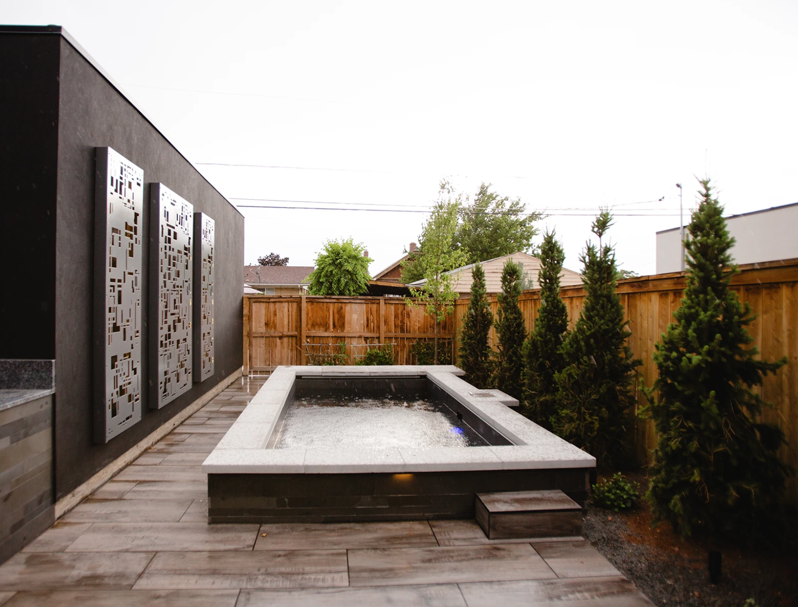 Small pool in a backyard