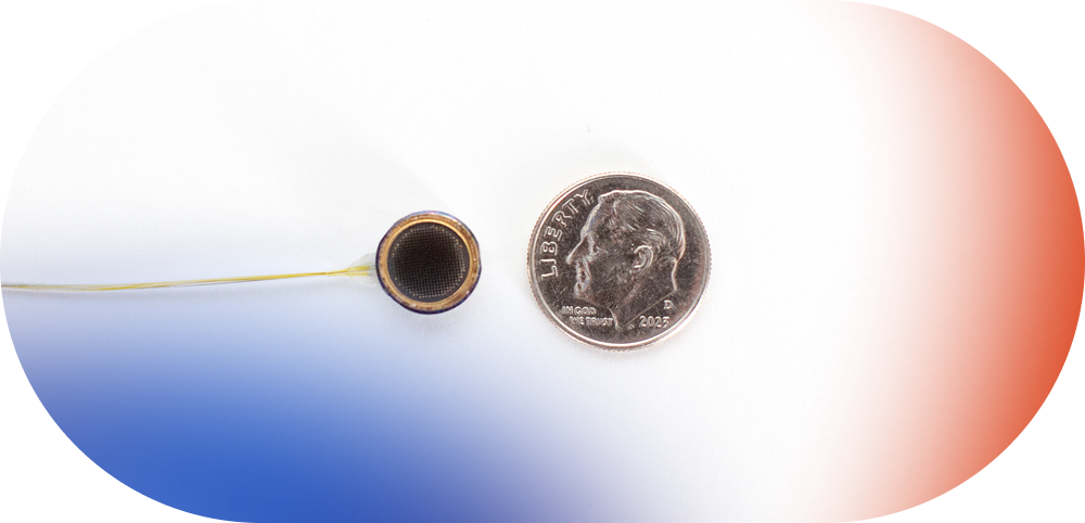 The Paradromics Brain-Computer Interface Cortical Module placed next to a dime is smaller in diameter
