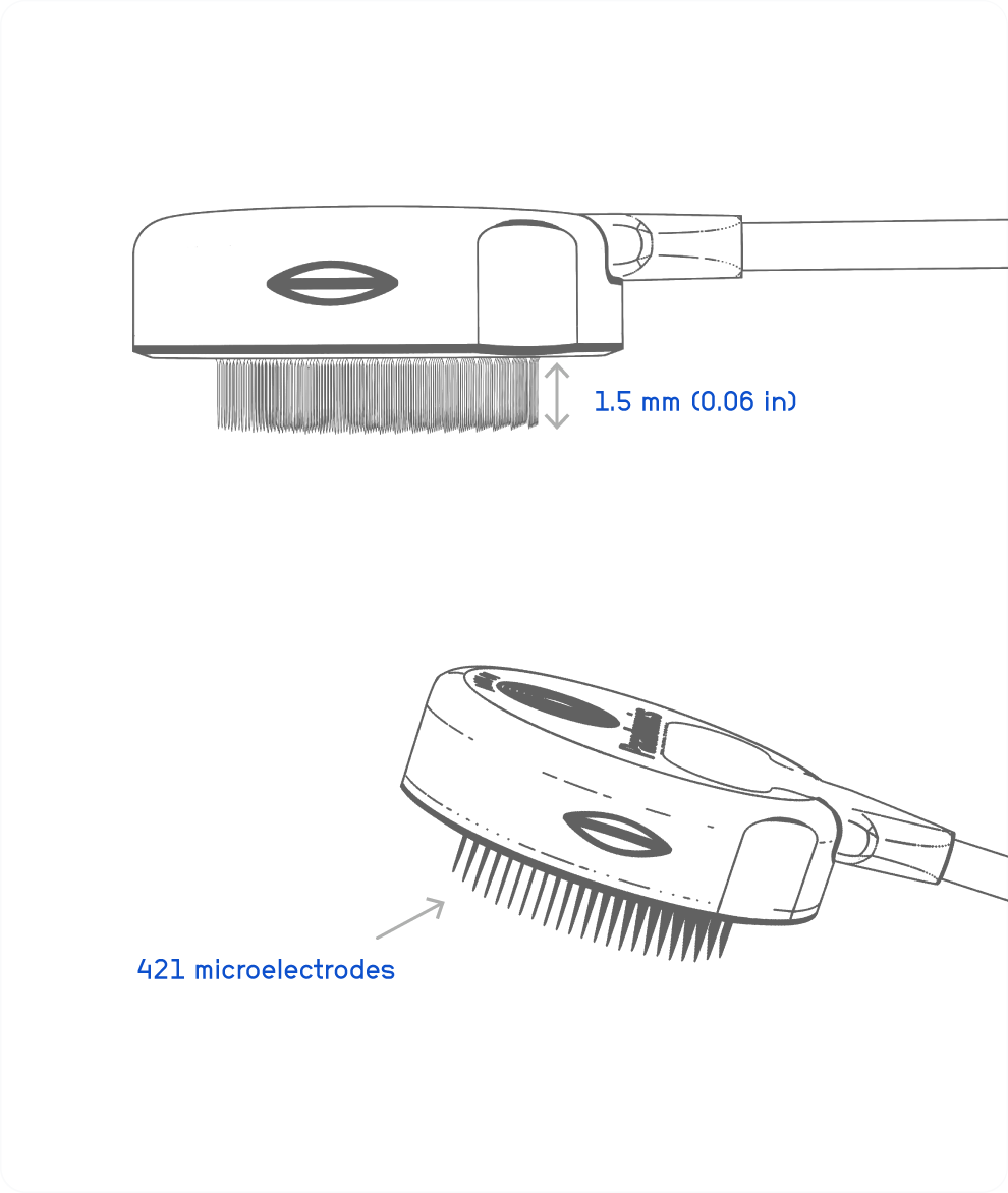 Stylized illustration of design details of the Connexus Brain-Computer Interface Cortical Module