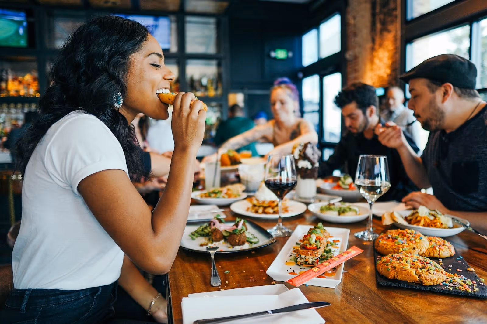 Woman eating stock image