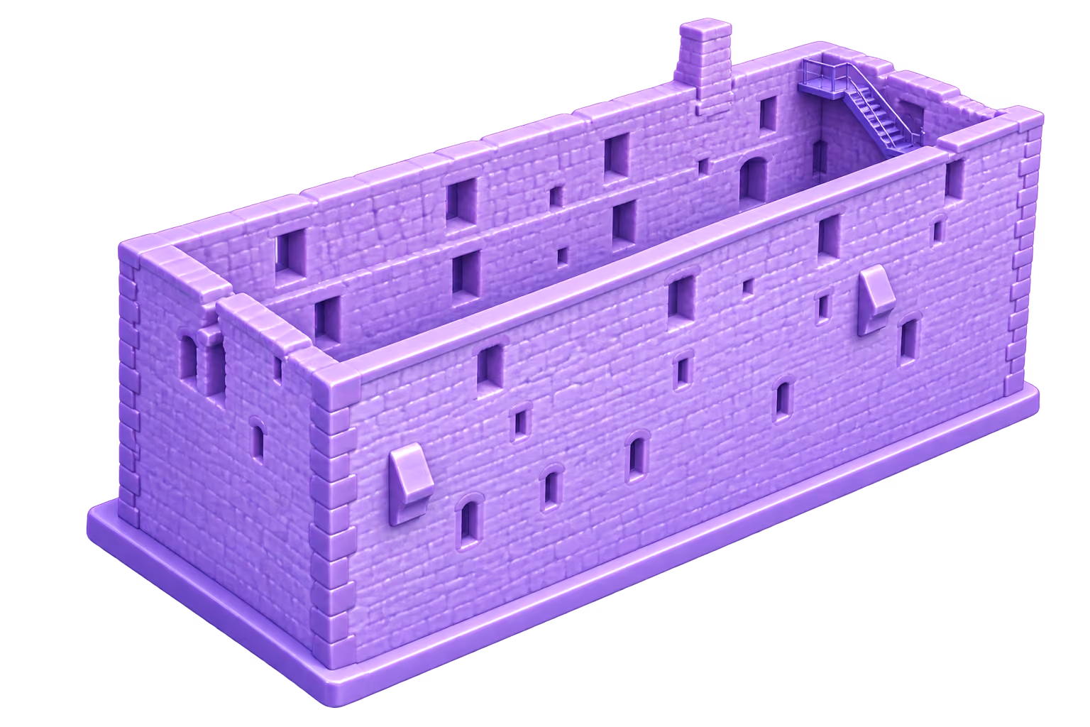 Stilisierte lilafarbene 3D Illustration: Burgruine Grebenstein in Grebenstein
