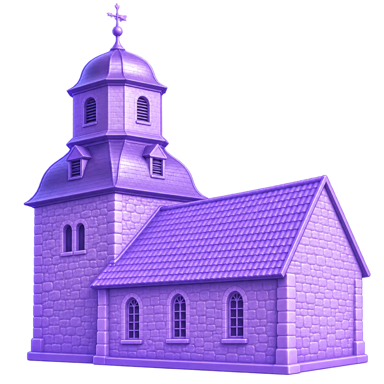 Stilisierte lilafarbene 3D Illustration: Kirche Hohenkirchen in Espenau