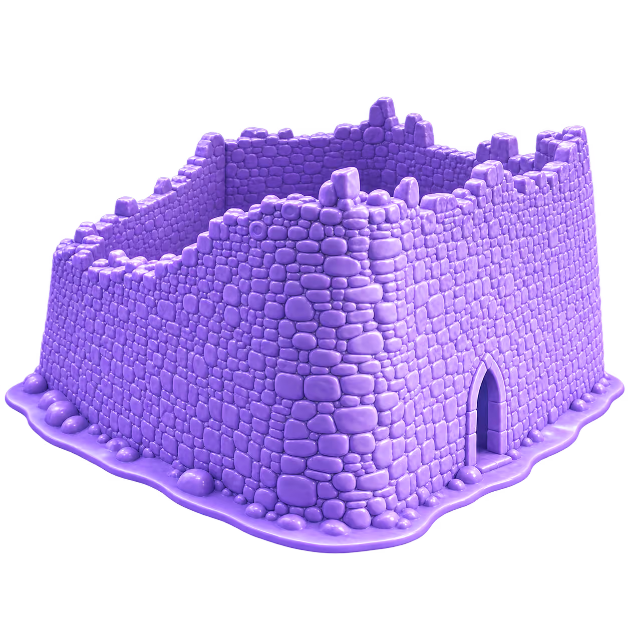 Stilisierte lilafarbene 3D Illustration: Burgruine Sichelnstein in Staufenberg
