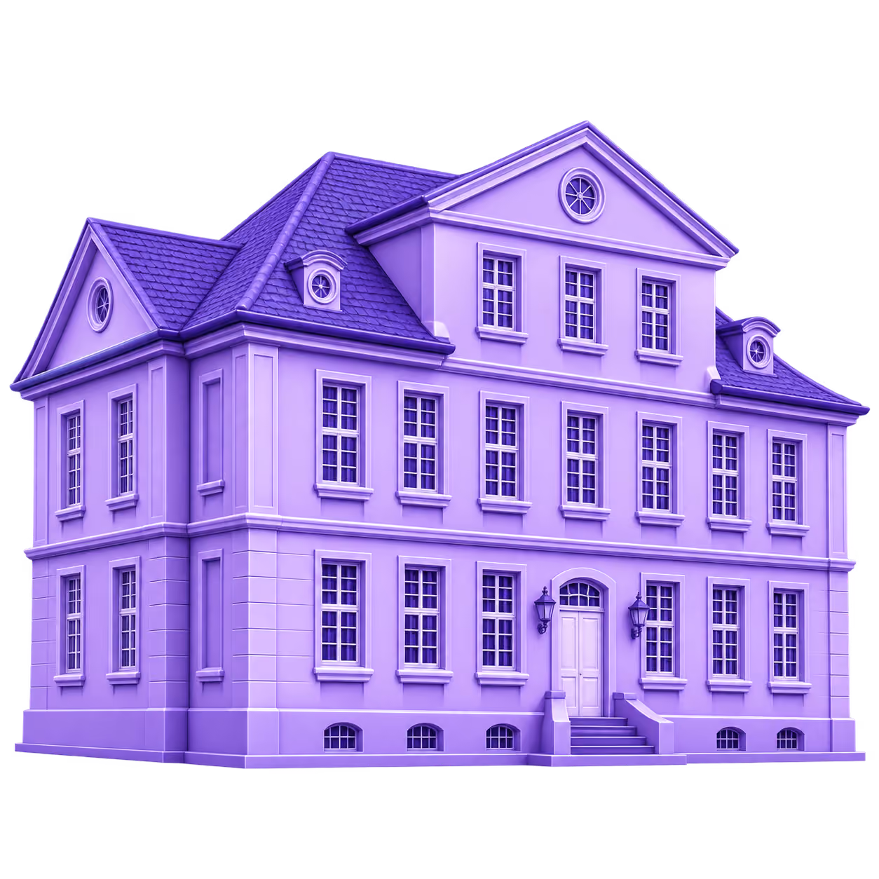 Stilisierte lilafarbene 3D Illustration: Schloss Windhausen in Niestetal