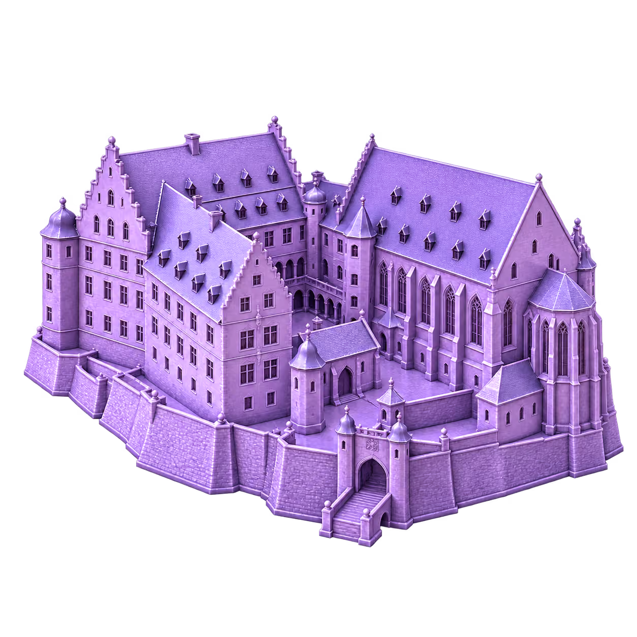 Violette 3D Illustration: Landgrafenschloss in Marburg