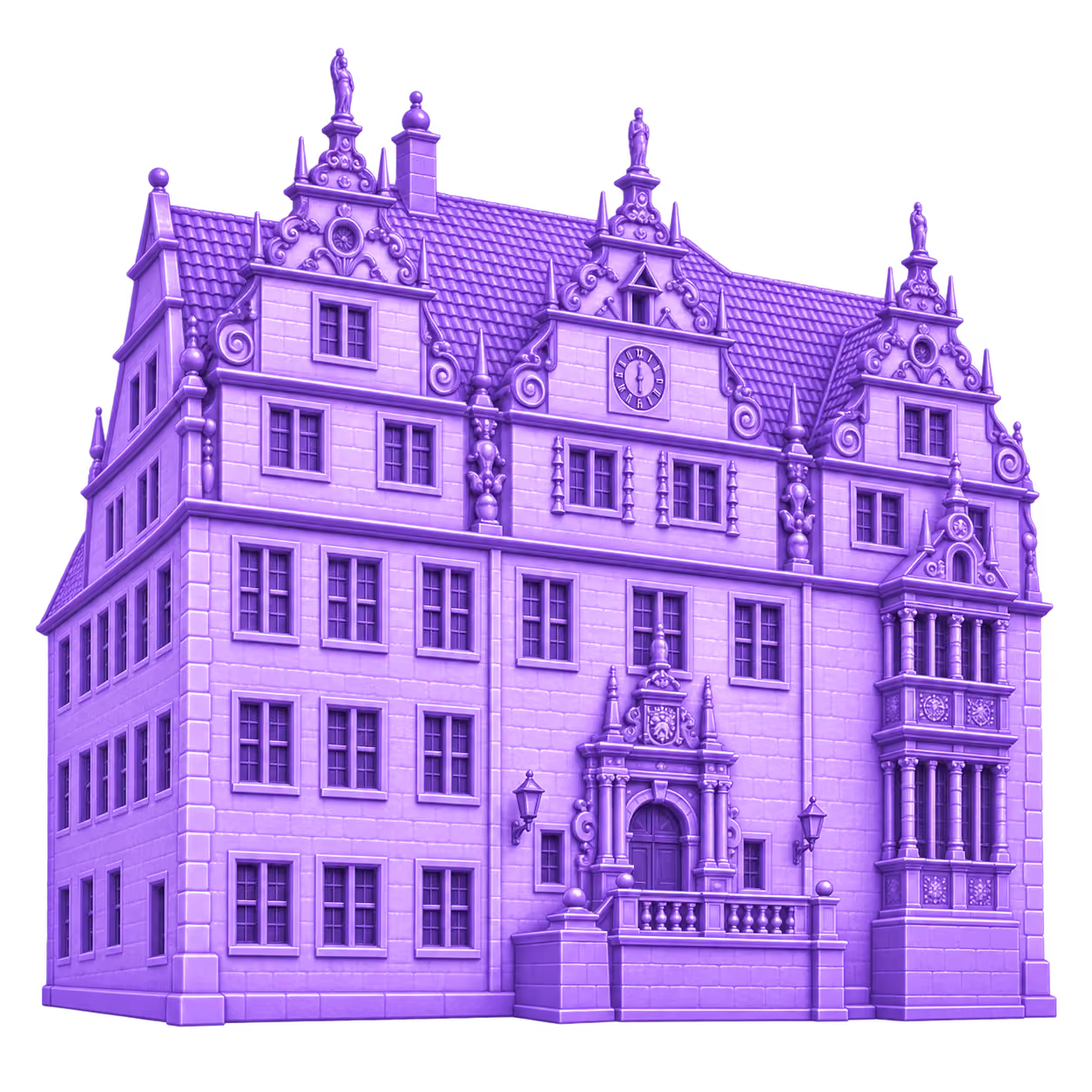 Violette 3D Illustration: Weserrenaissance Rathaus in Hann. Münden