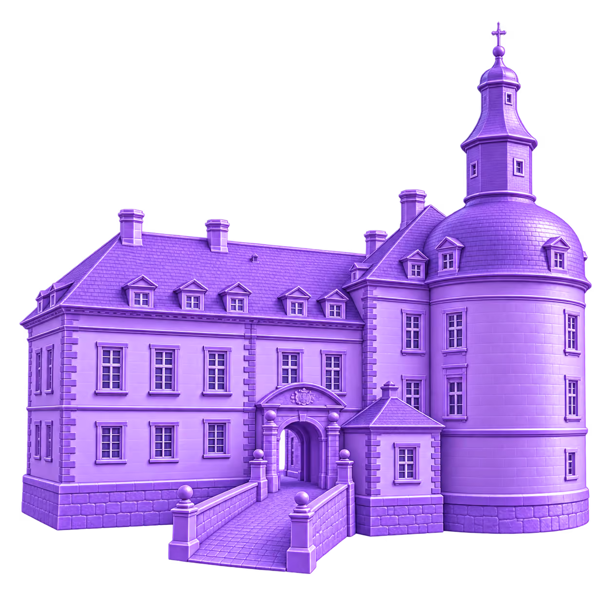 Violette 3D Illustration: Schloss Friedrichstein in Bad Wildungen