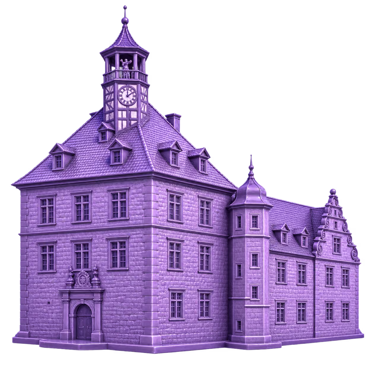 Violette 3D Illustration: Landgrafenschloss Eschwege mit Dietemannpavillon in Eschwege